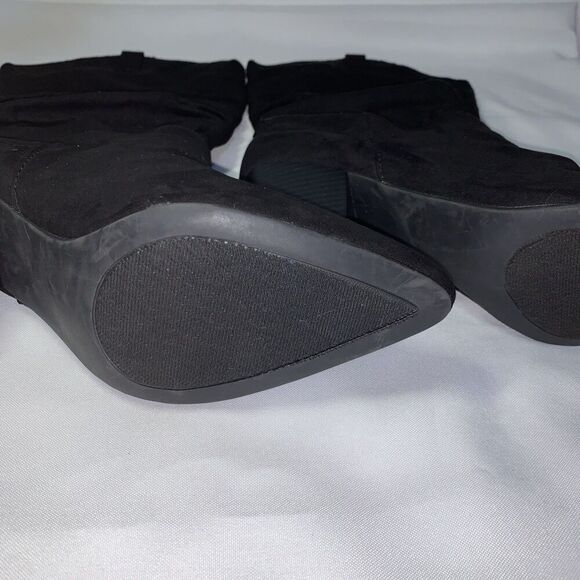 Women's Sock Fashion Boots Kohl's SO size 9 Mid Calf , Black Suade Block Heel - Picture 4 of 15